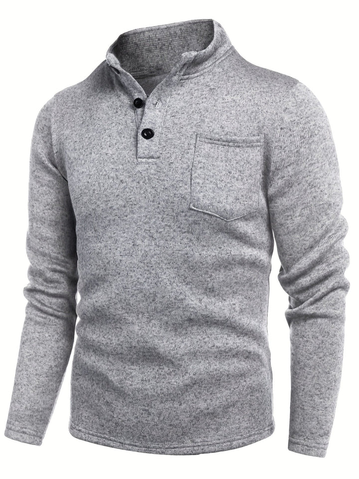 men's knitted long sleeve stand collar shirt