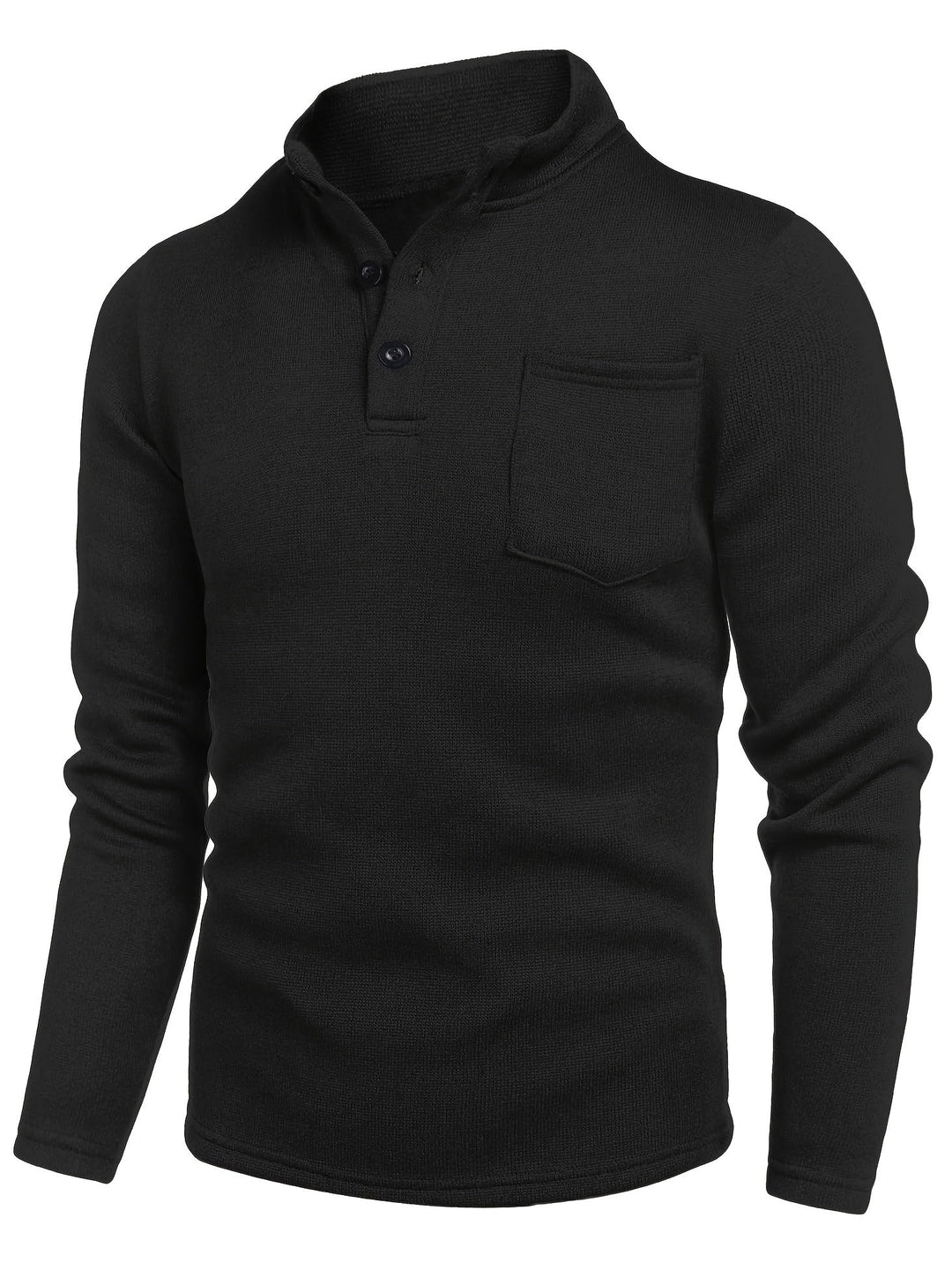 men's knitted long sleeve stand collar shirt